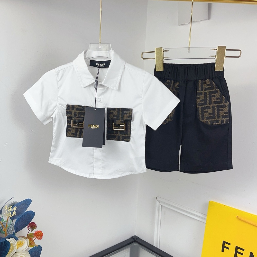 펜디 클래식 로고 포인트 셔츠 세트