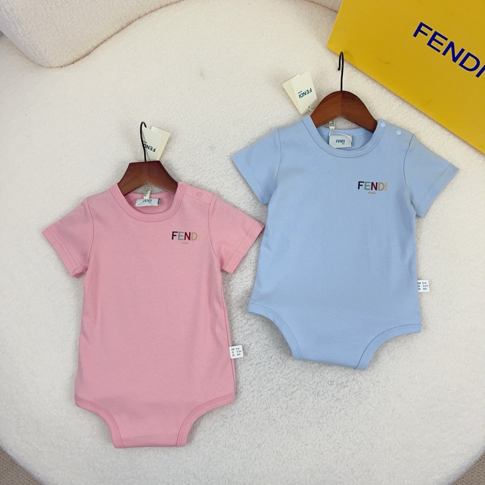 펜디 F 로고 코튼 반소매 바디수트