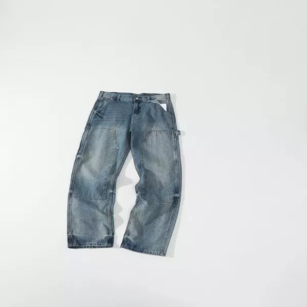 노브랜드 워싱 더블니 데님 작업 팬츠