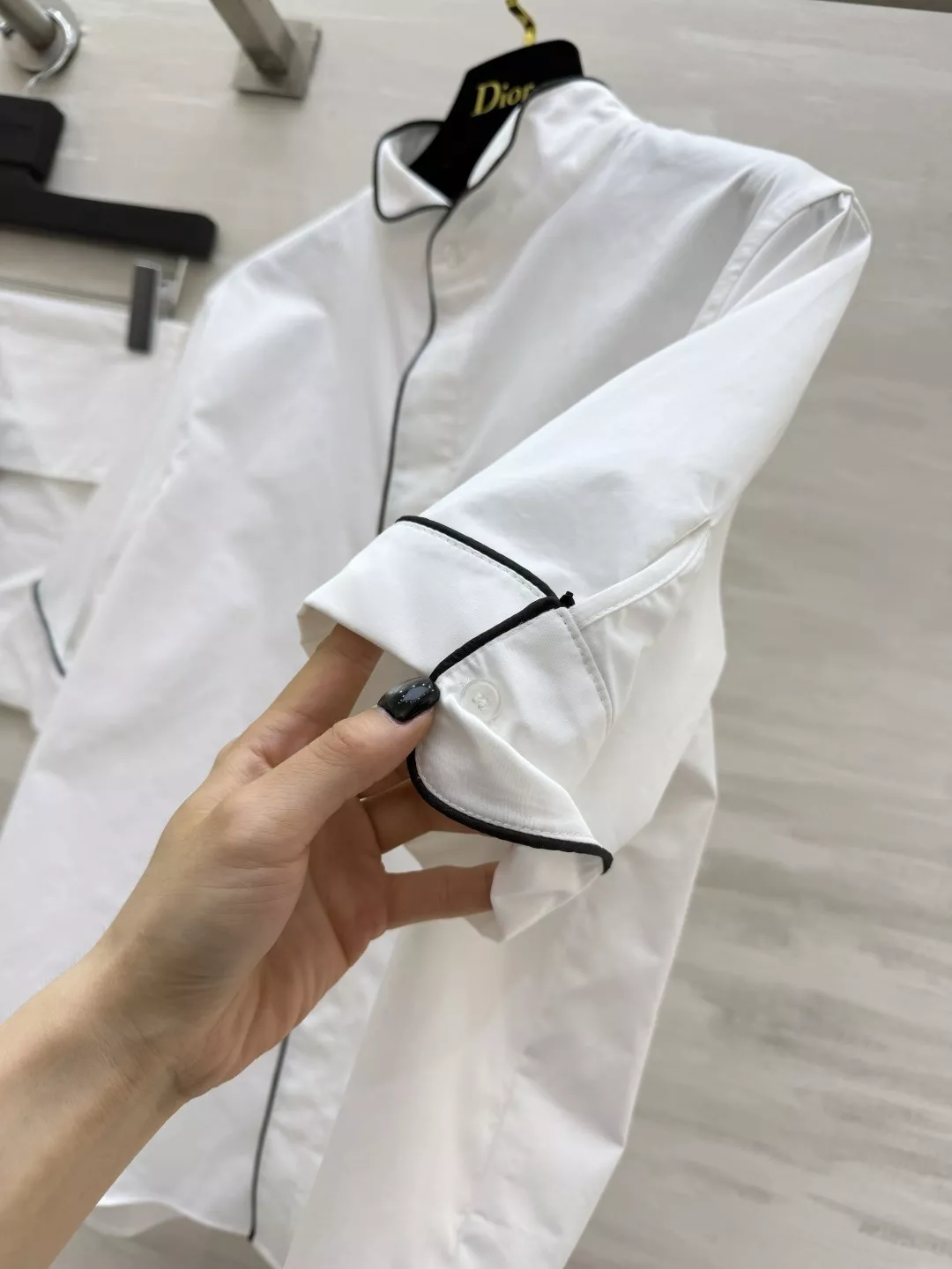 디올 배색 차이나 카라 셔츠 상세 이미지 5