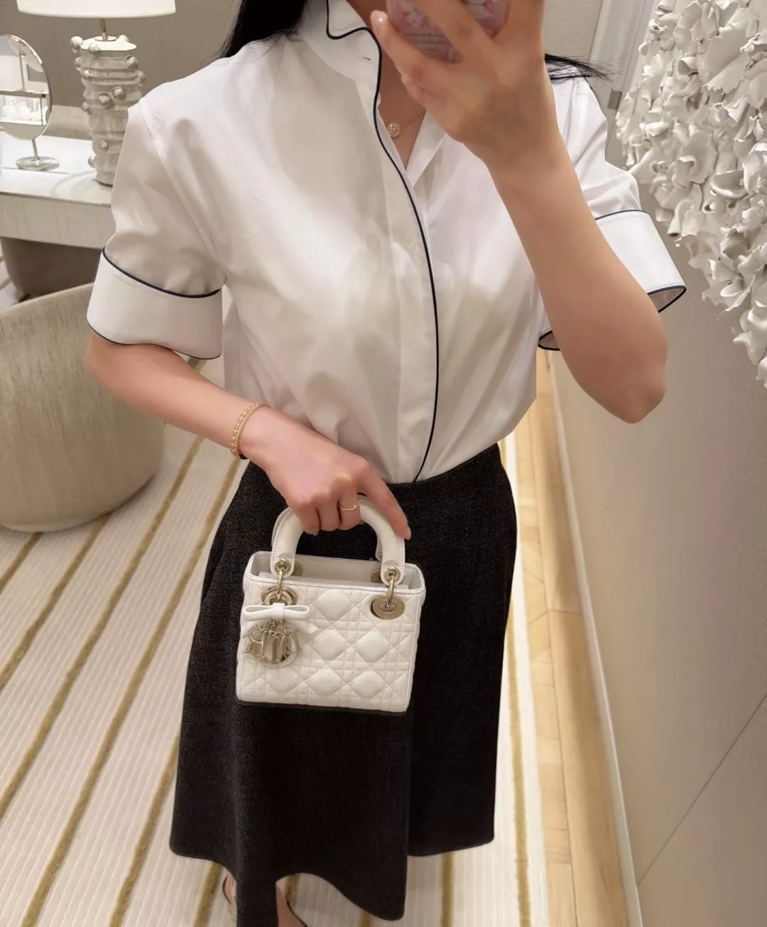 디올 배색 차이나 카라 셔츠 상세 이미지 10