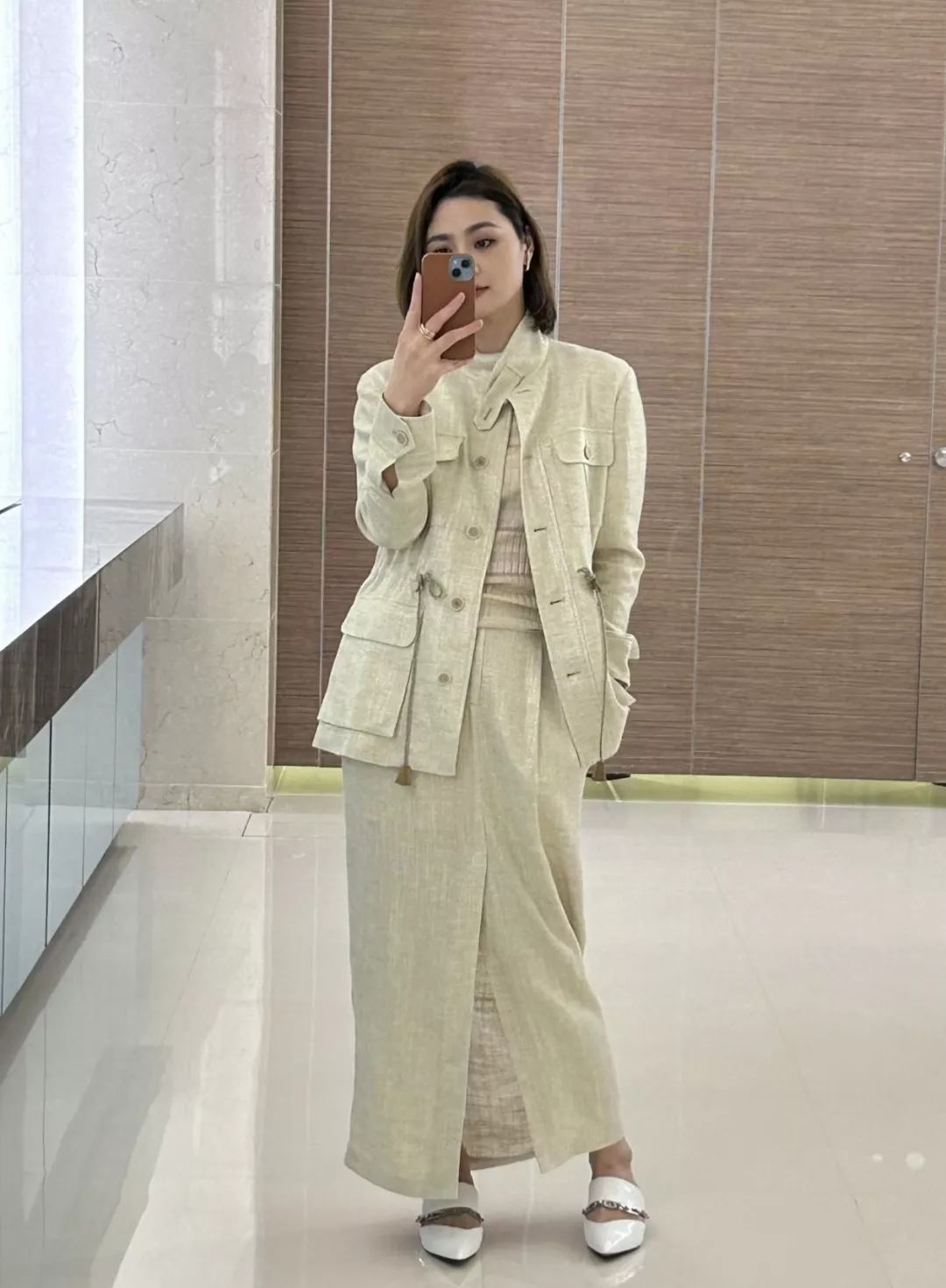 로로피아나 린넨 스탠드카라 재킷 스커트 세트 상세 이미지 18