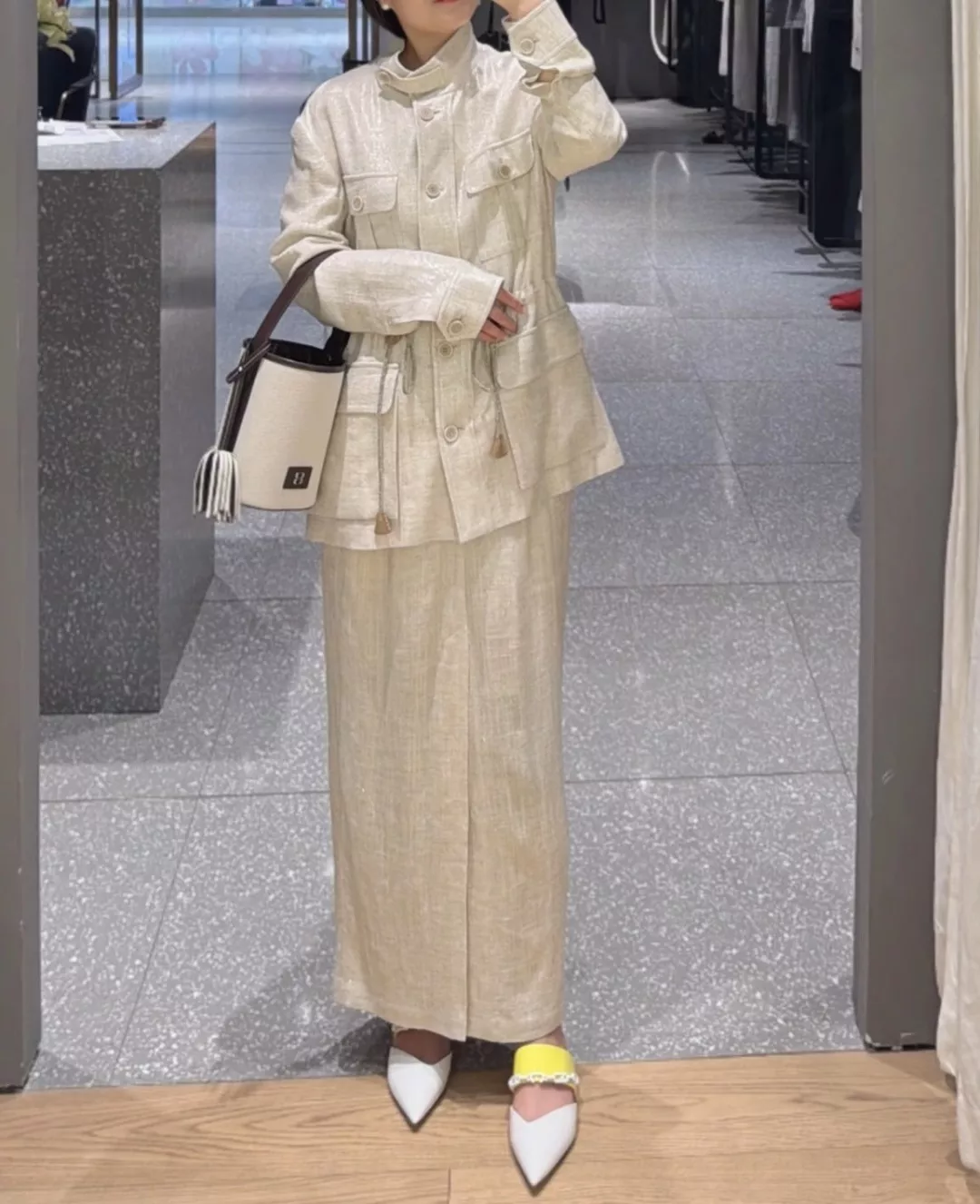 로로피아나 린넨 스탠드카라 재킷 스커트 세트 상세 이미지 14