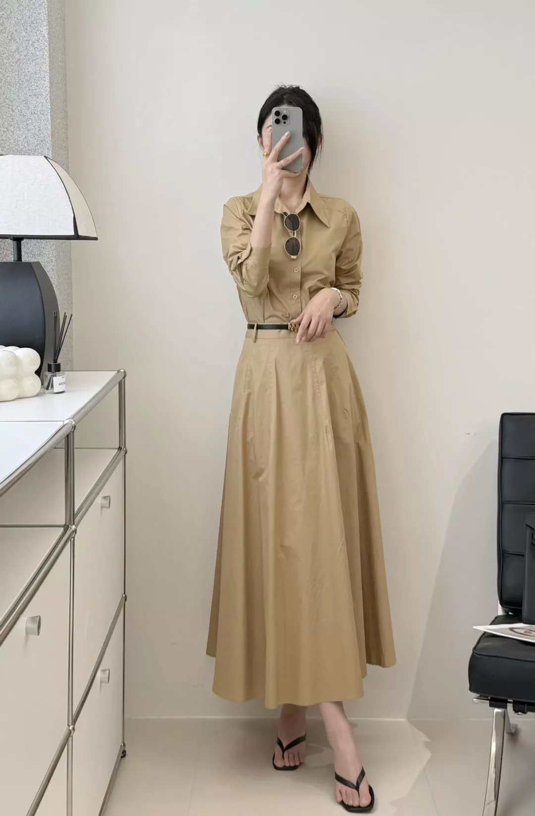 보테가베네타 카라 셔츠 반스커트 세트 상세 이미지 10