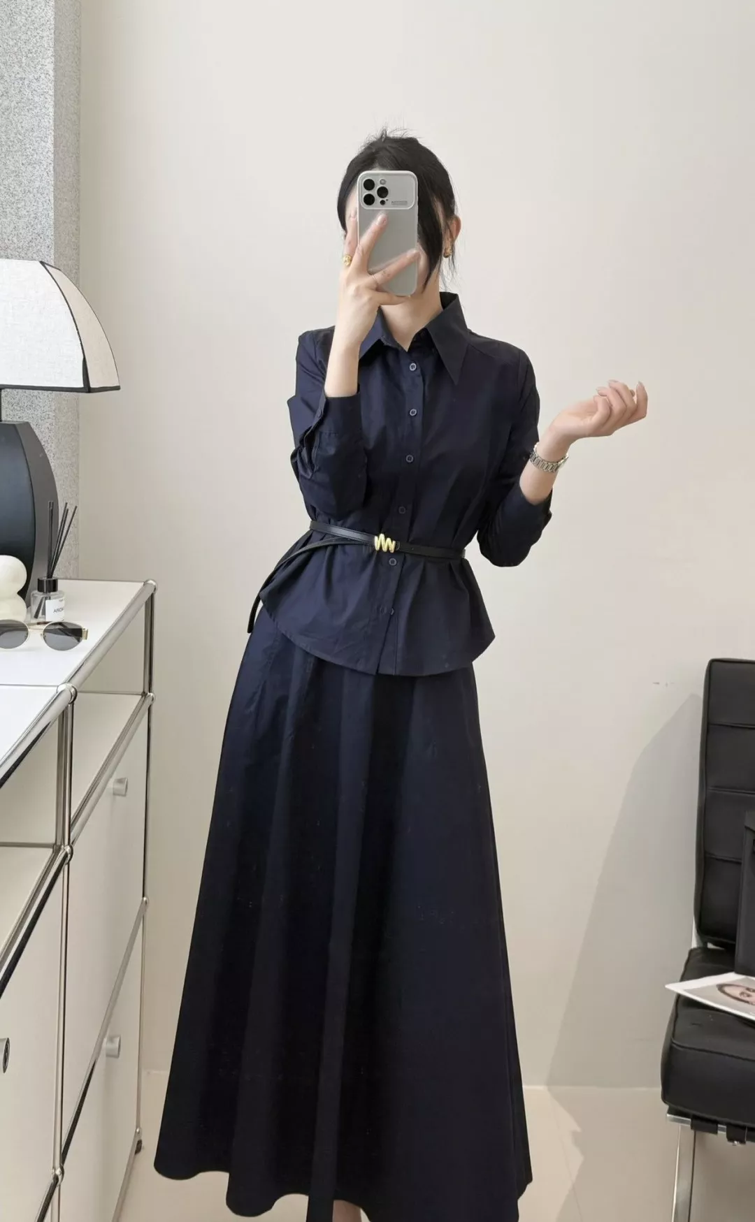 보테가베네타 카라 셔츠와 롱 스커트 세트 상세 이미지 10