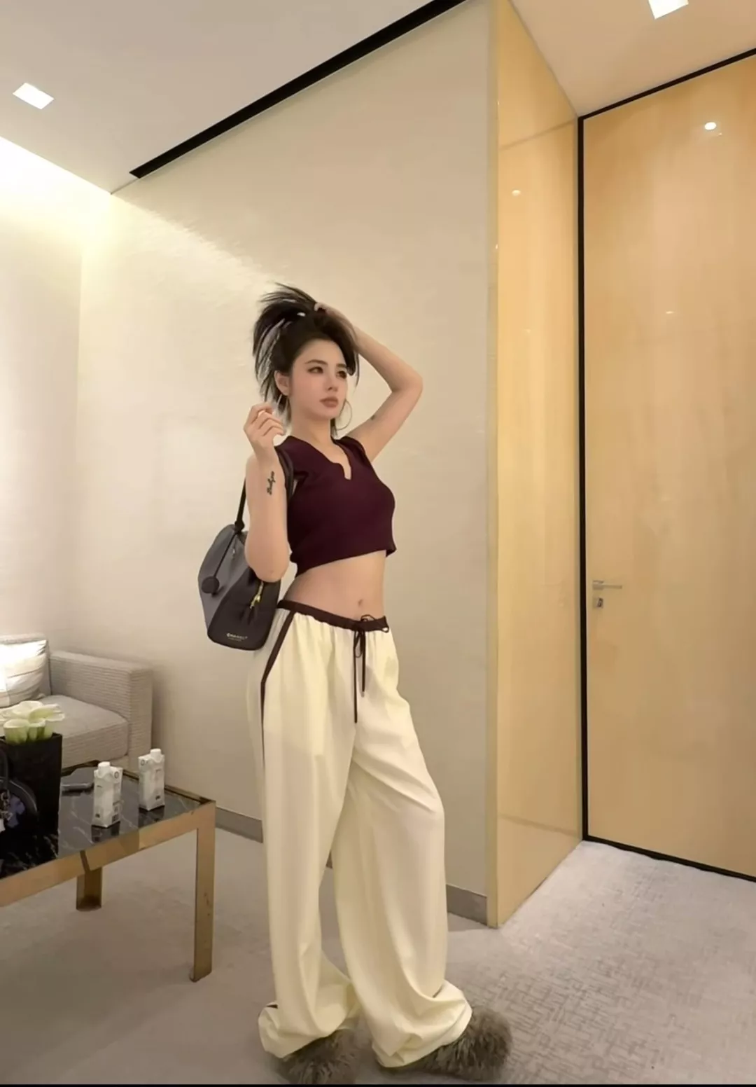 샤넬 배색 와이드 팬츠 상세 이미지 17