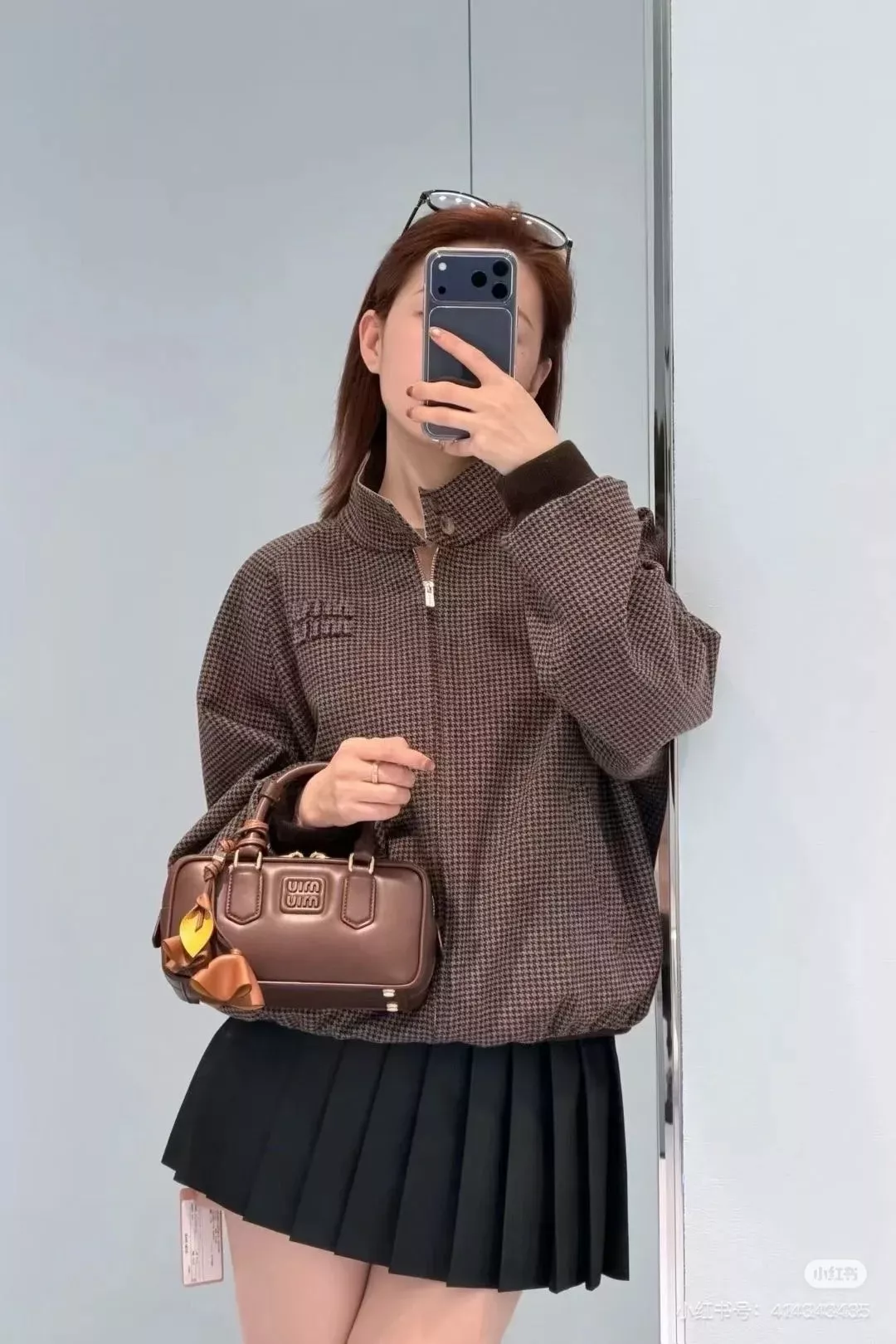 미우미우 양면 울 체크 재킷 상세 이미지 1