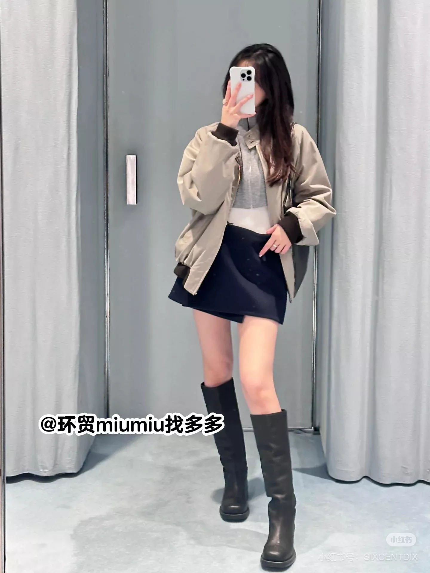 미우미우 양면 울 체크 재킷 상세 이미지 13