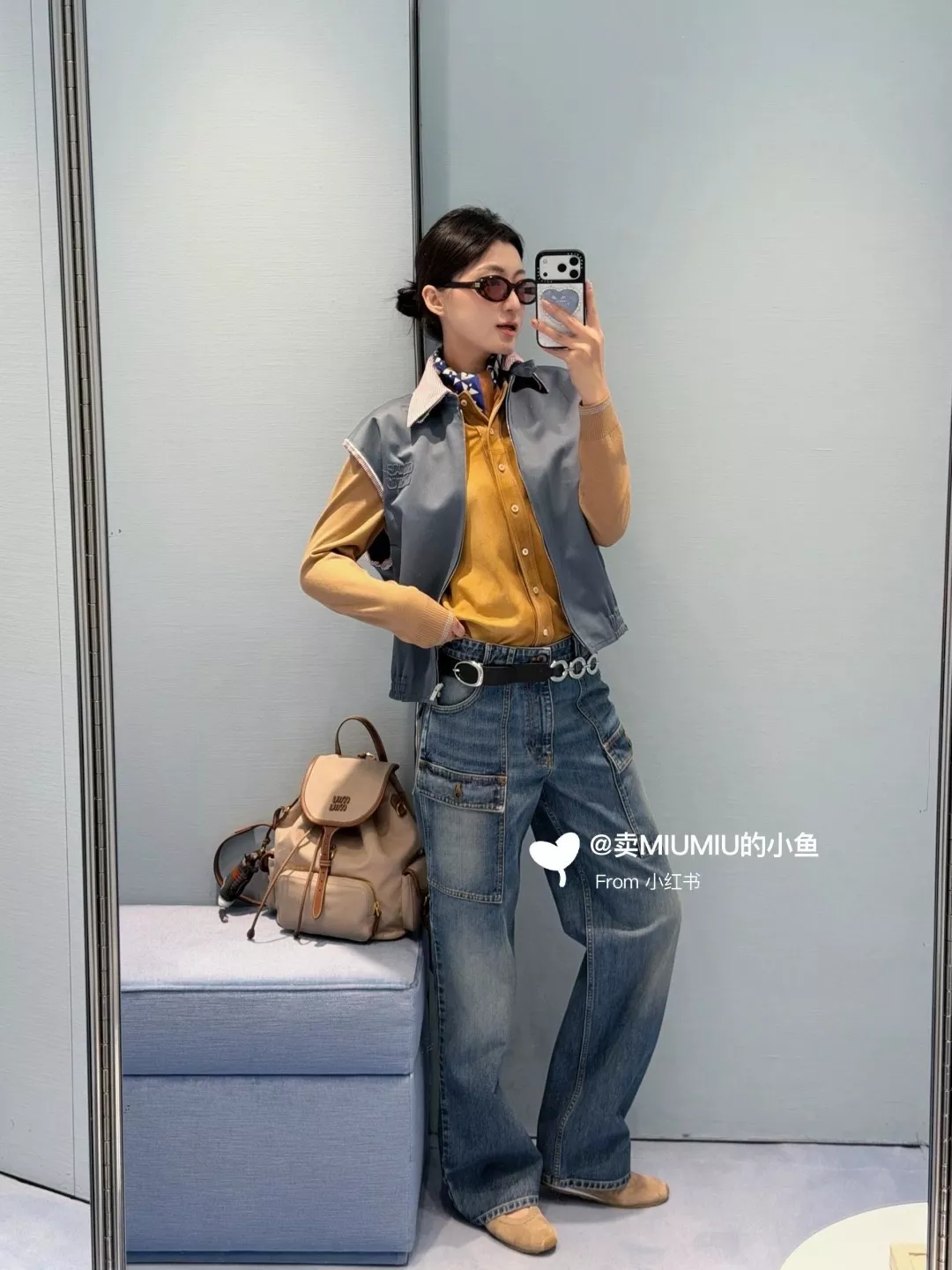 미우미우 복고 멀티포켓 워싱 데님 팬츠 상세 이미지 5
