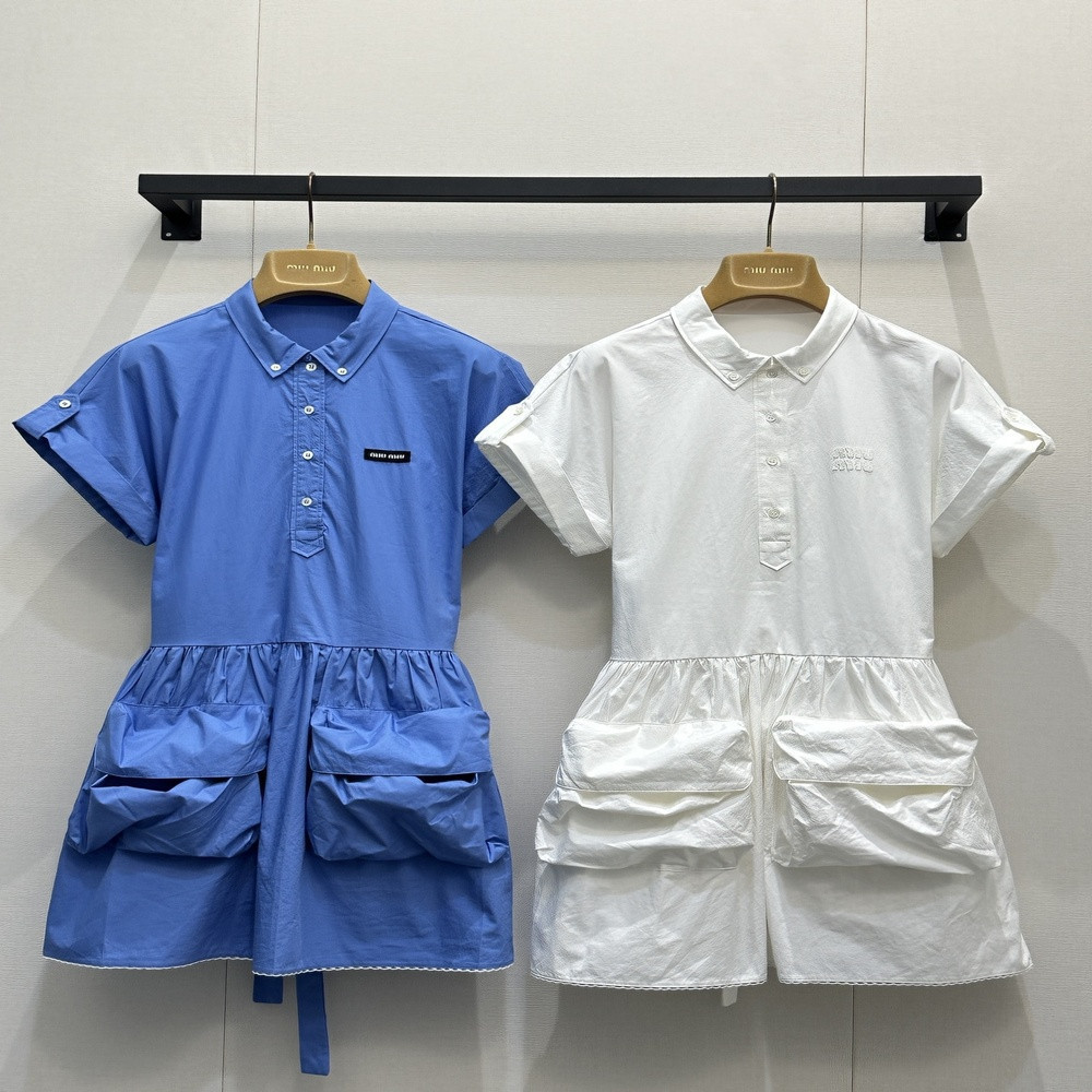 미우미우 카라 포켓 셔츠 스타일 원피스