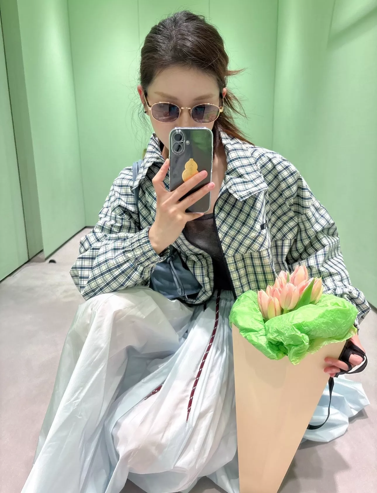 프라다 나일론 밴딩 플레어 스커트 상세 이미지 2