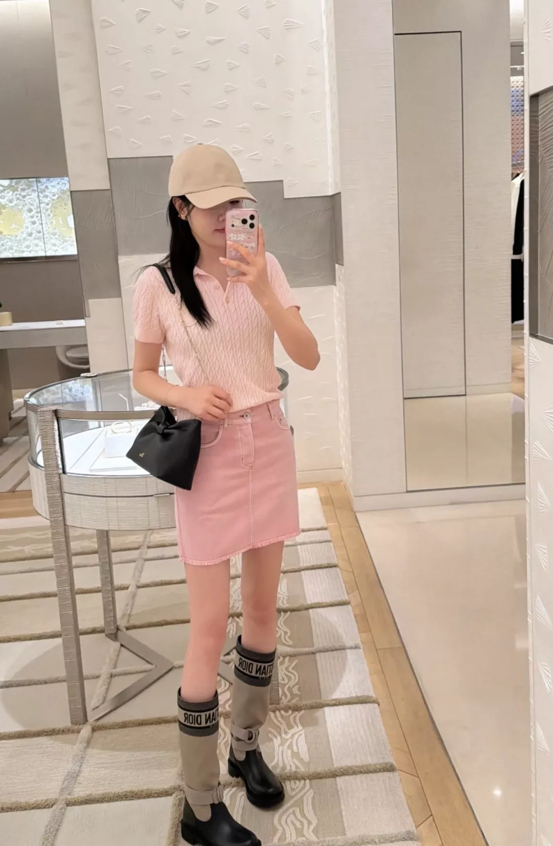 디올 워싱 핑크 데님 숏 스커트 상세 이미지 4