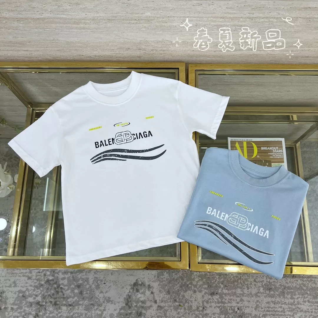 발렌시아가 아동 레터링 프린트 반소매 티셔츠 상세 이미지 1