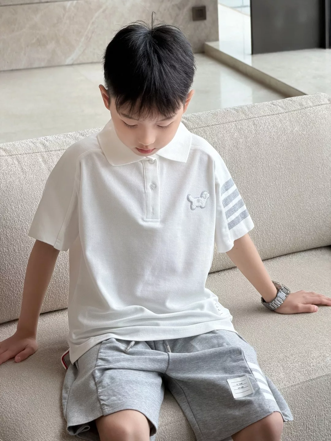 톰브라운 강아지 자수 카라 반팔 세트 상세 이미지 34