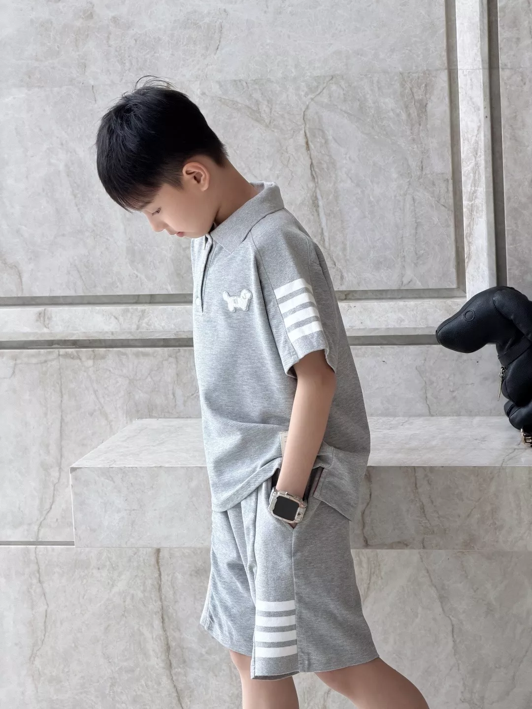 톰브라운 강아지 자수 카라 반팔 세트 상세 이미지 22