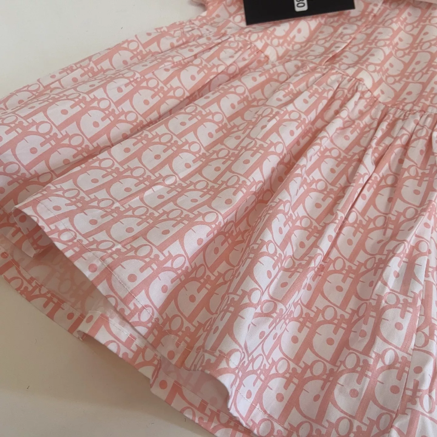 디올 키즈 올오버 패턴 배색 카라 원피스 상세 이미지 8