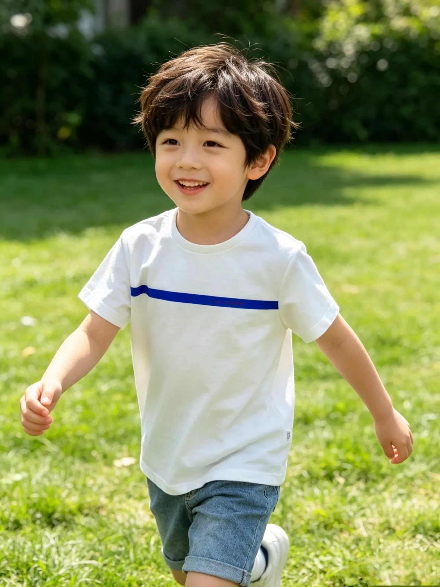 구찌 블루 스트라이프 로고 코튼 티셔츠 상세 이미지 27