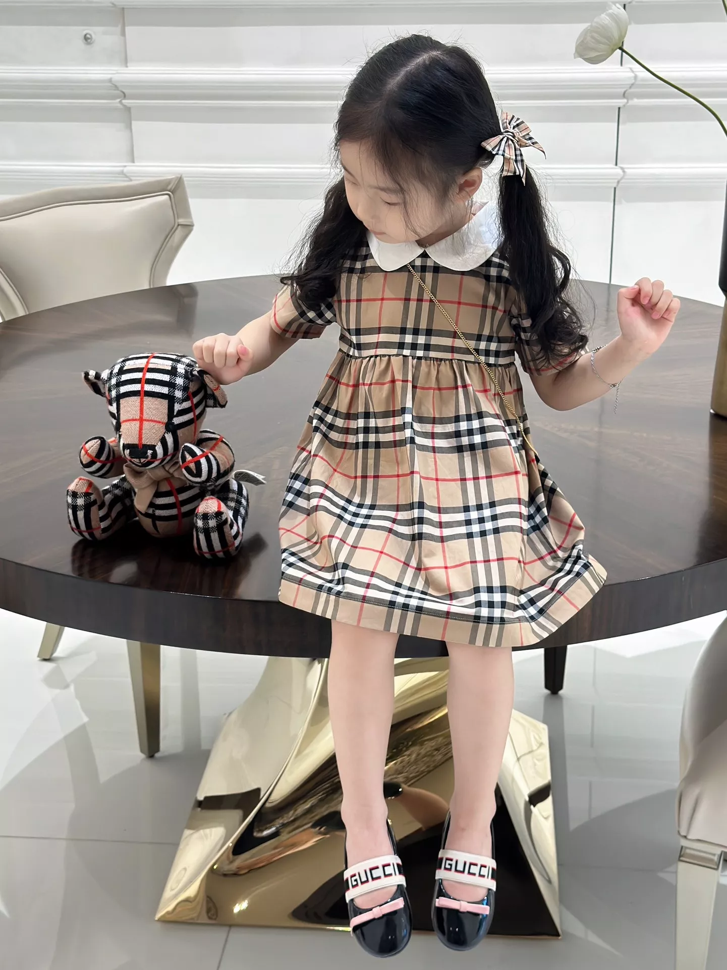 버버리 체크 배색 카라 원피스 상세 이미지 16