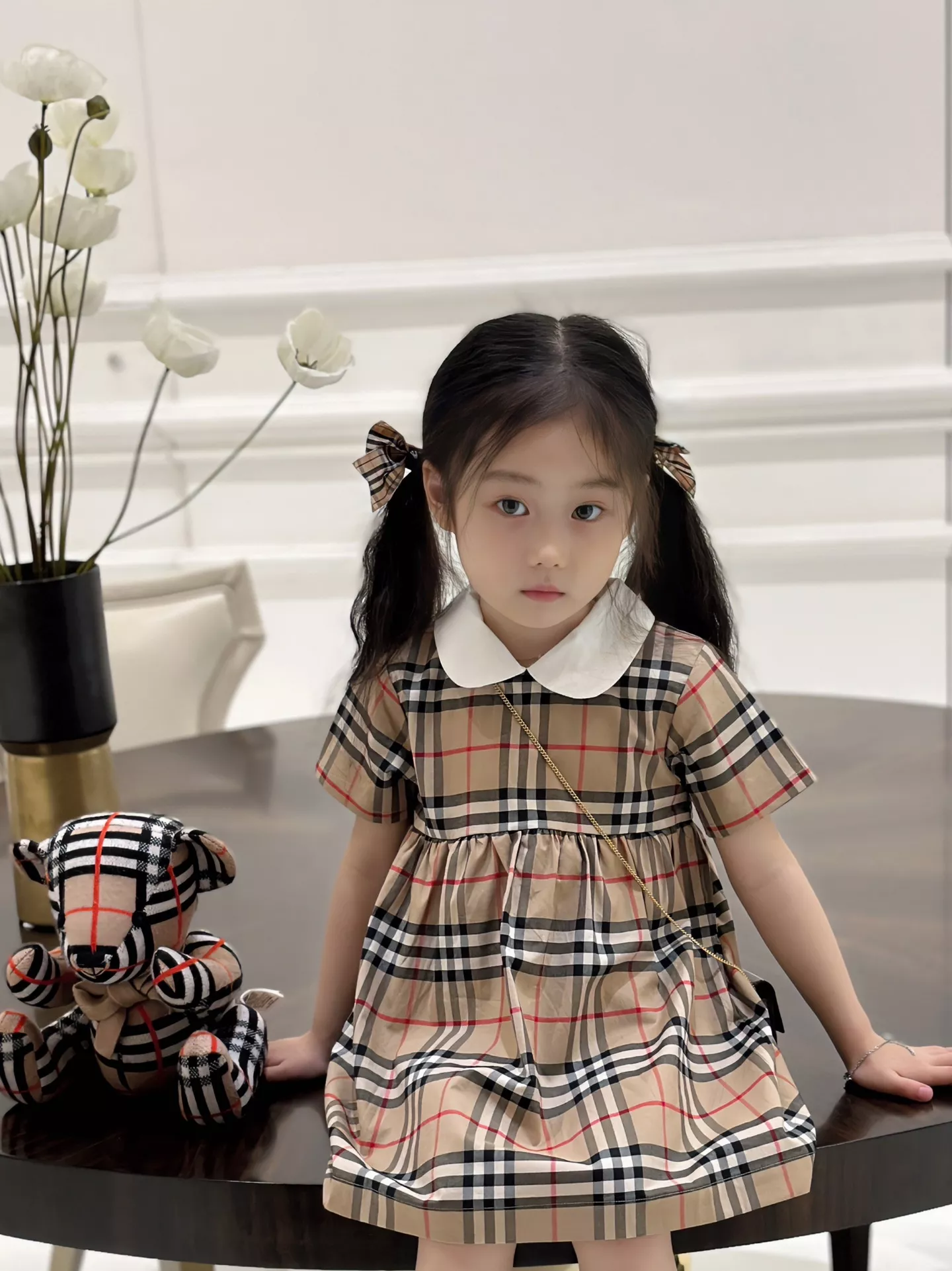 버버리 체크 배색 카라 원피스 상세 이미지 11