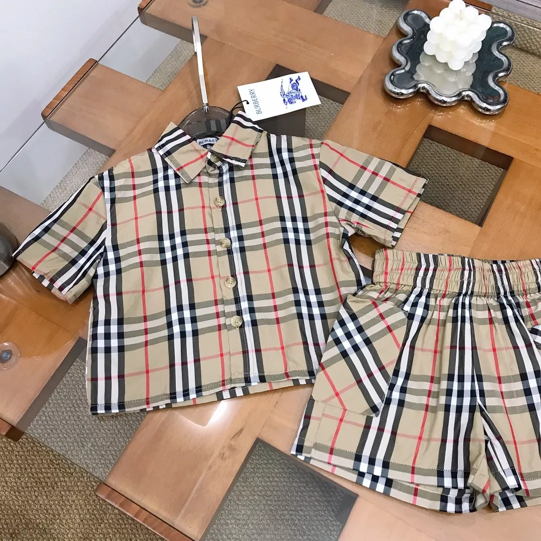 버버리 체크 카라 셔츠 반바지 세트 상세 이미지 3
