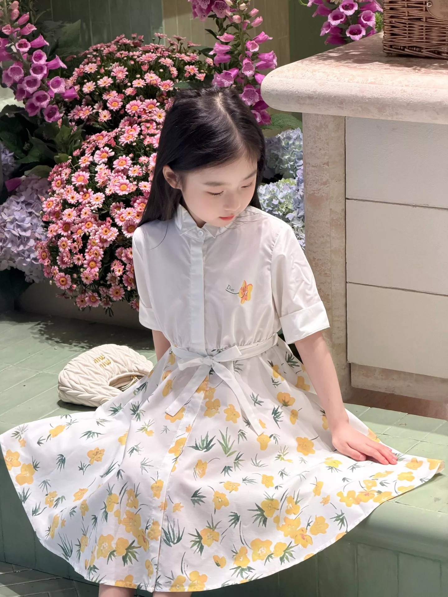 디올 플라워 프린트 벨트 원피스 상세 이미지 16