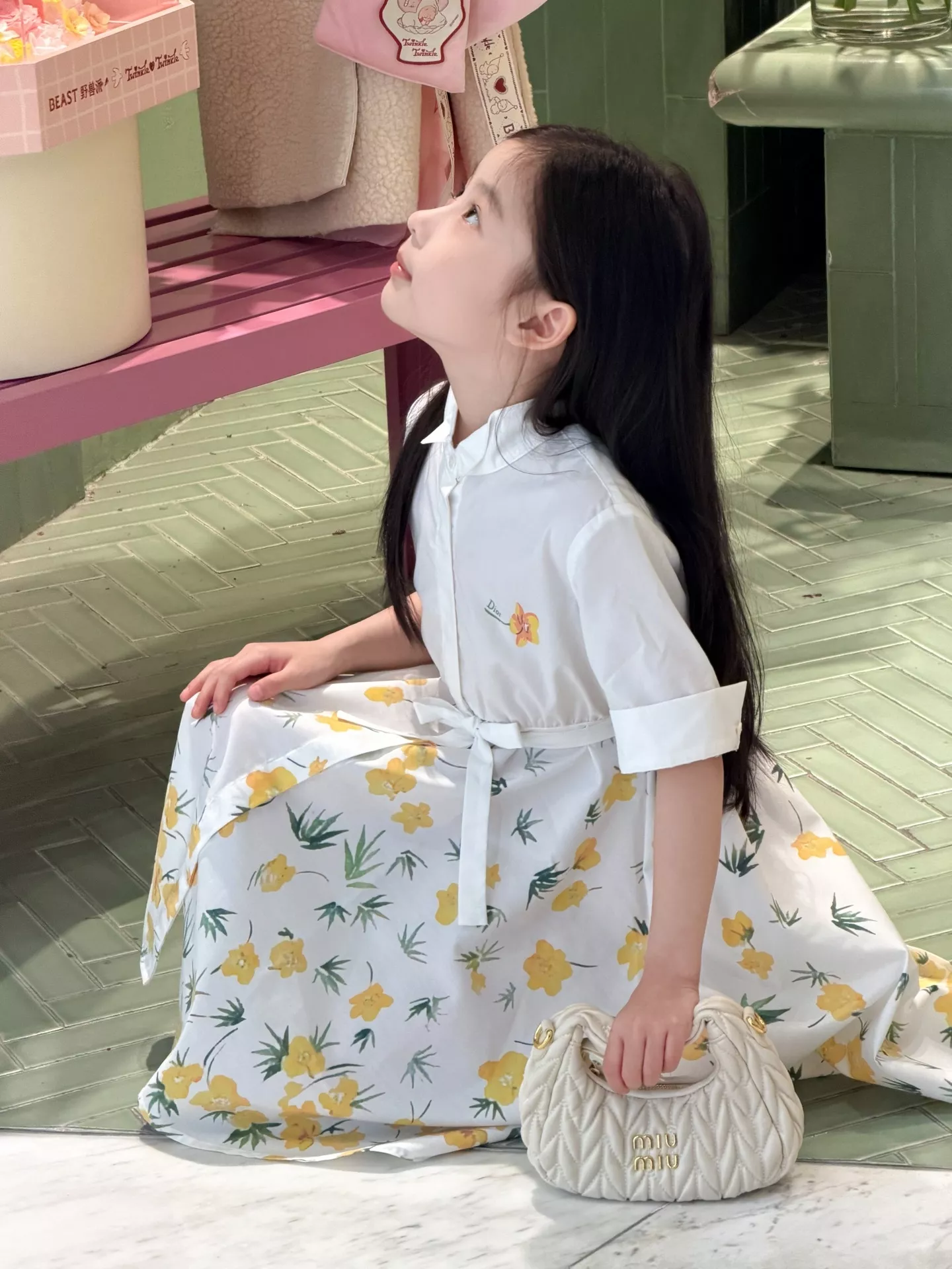 디올 플라워 프린트 벨트 원피스 상세 이미지 15