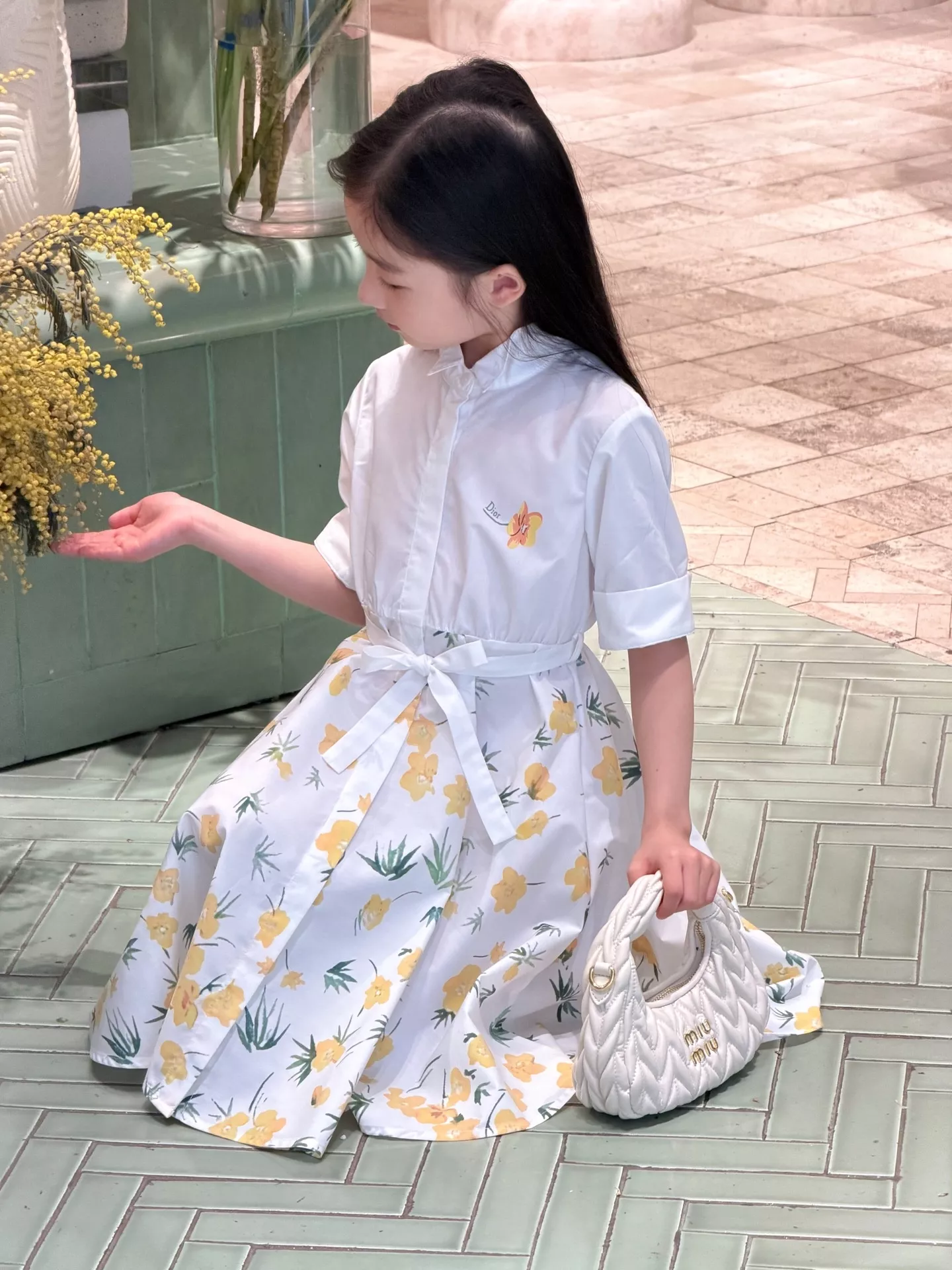 디올 플라워 프린트 벨트 원피스 상세 이미지 18