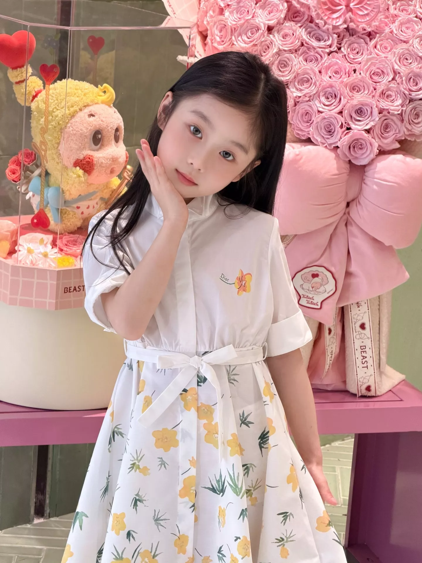 디올 플라워 프린트 벨트 원피스 상세 이미지 14