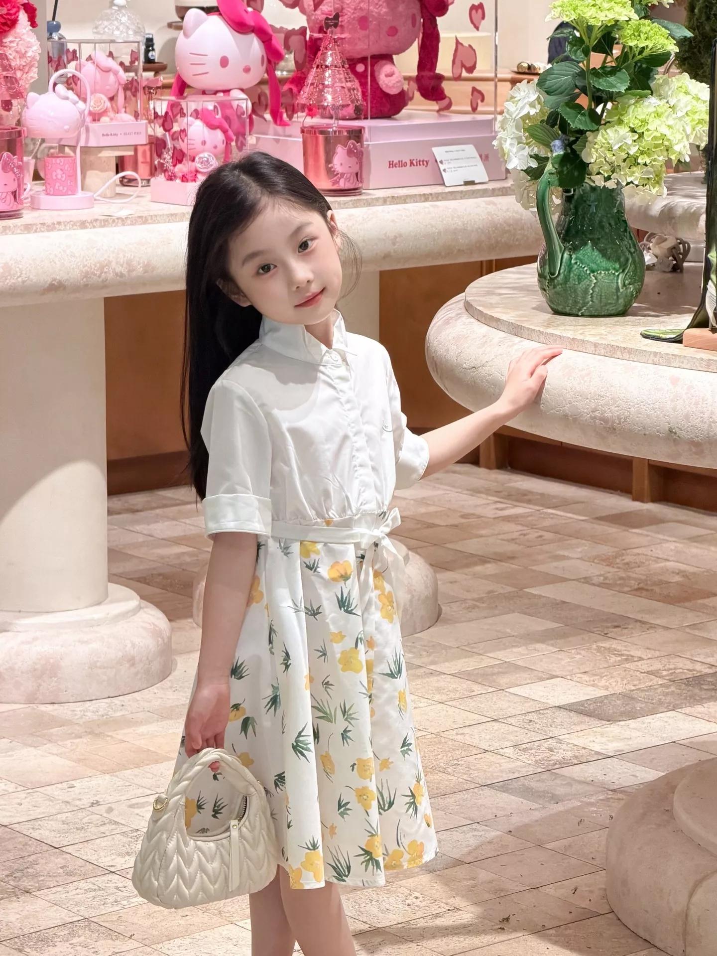 디올 플라워 프린트 벨트 원피스 상세 이미지 17