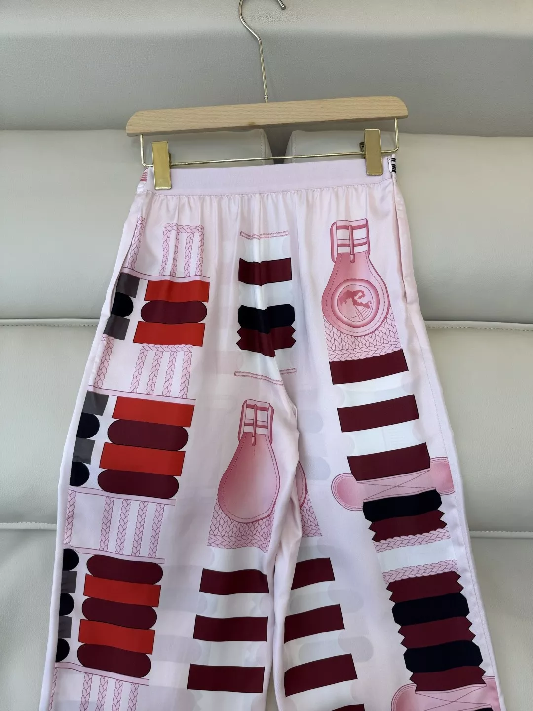 에르메스 컬러 프린트 실크 와이드 팬츠 상세 이미지 4