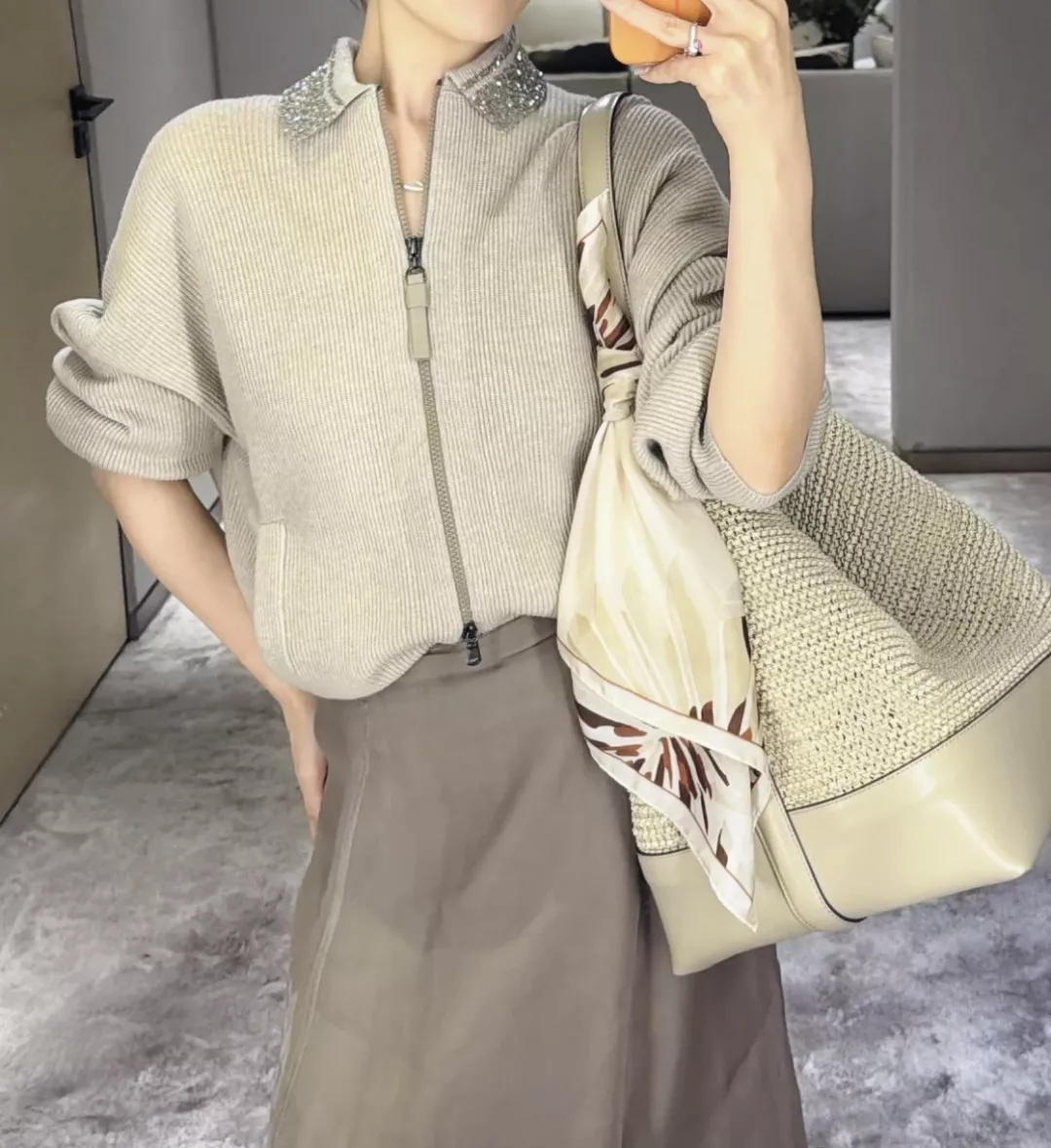 브루넬로쿠치넬리 실크 오간자 플레어 스커트 상세 이미지 12