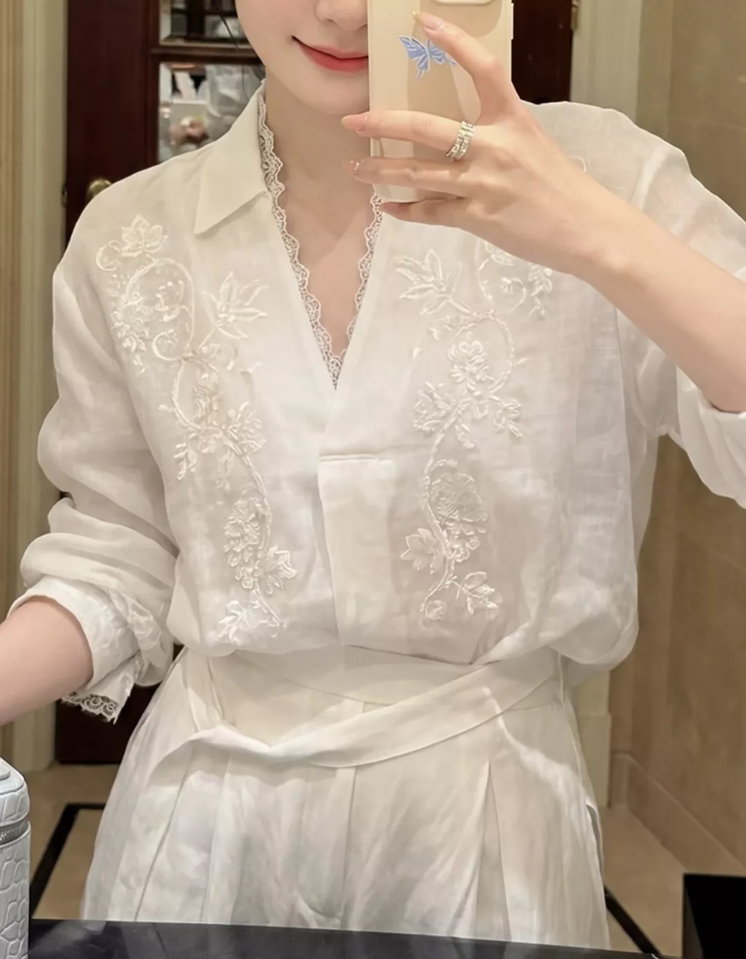 짐머만 자수 레이스 린넨 셔츠 상세 이미지 15