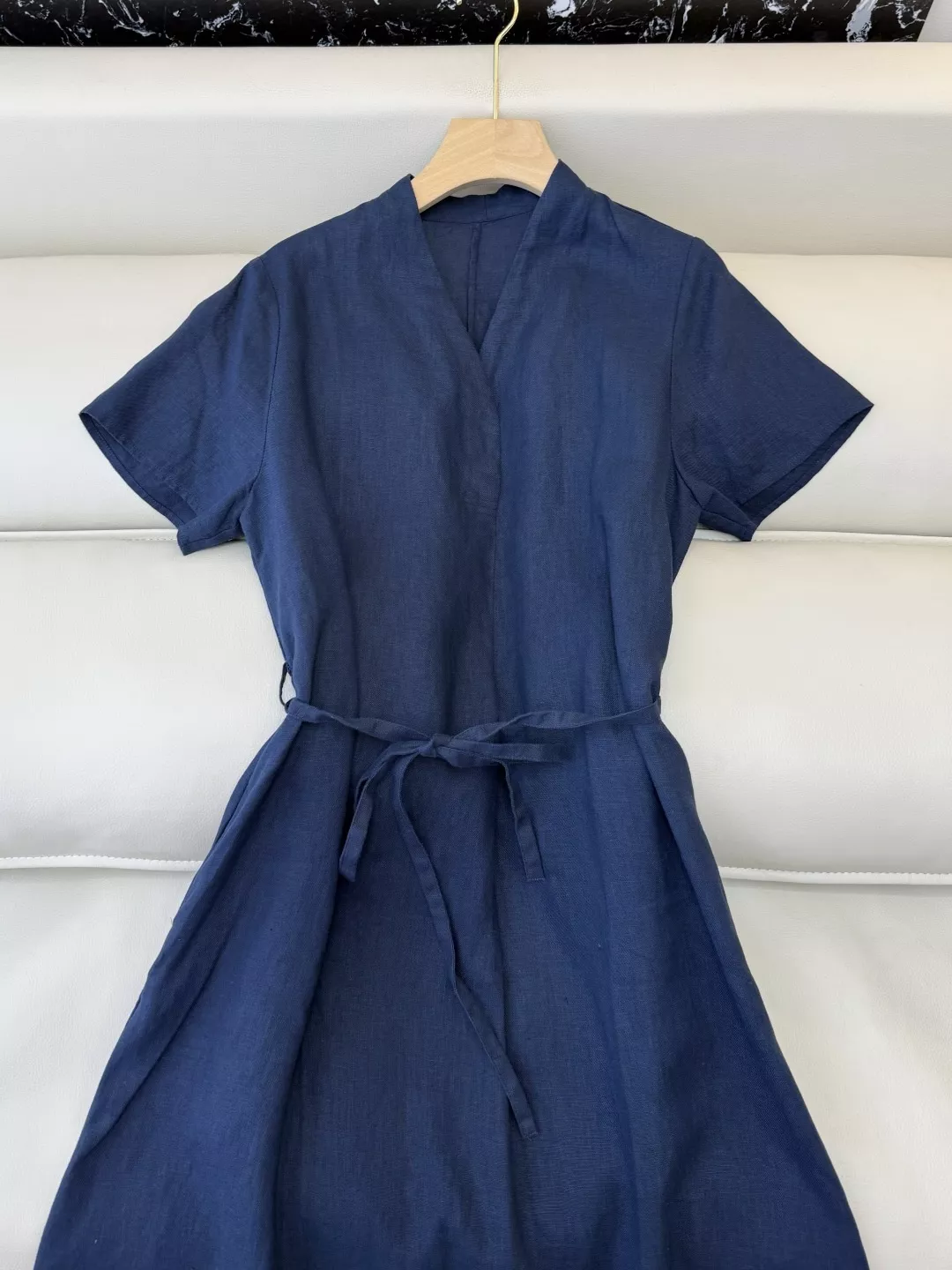 로로피아나 브이넥 반소매 린넨 원피스 상세 이미지 4