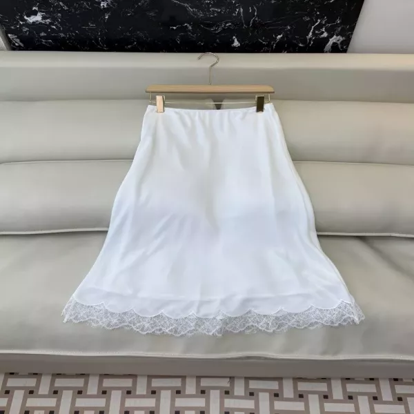 더로우 레이스 밑단 아세테이트 머메이드 스커트