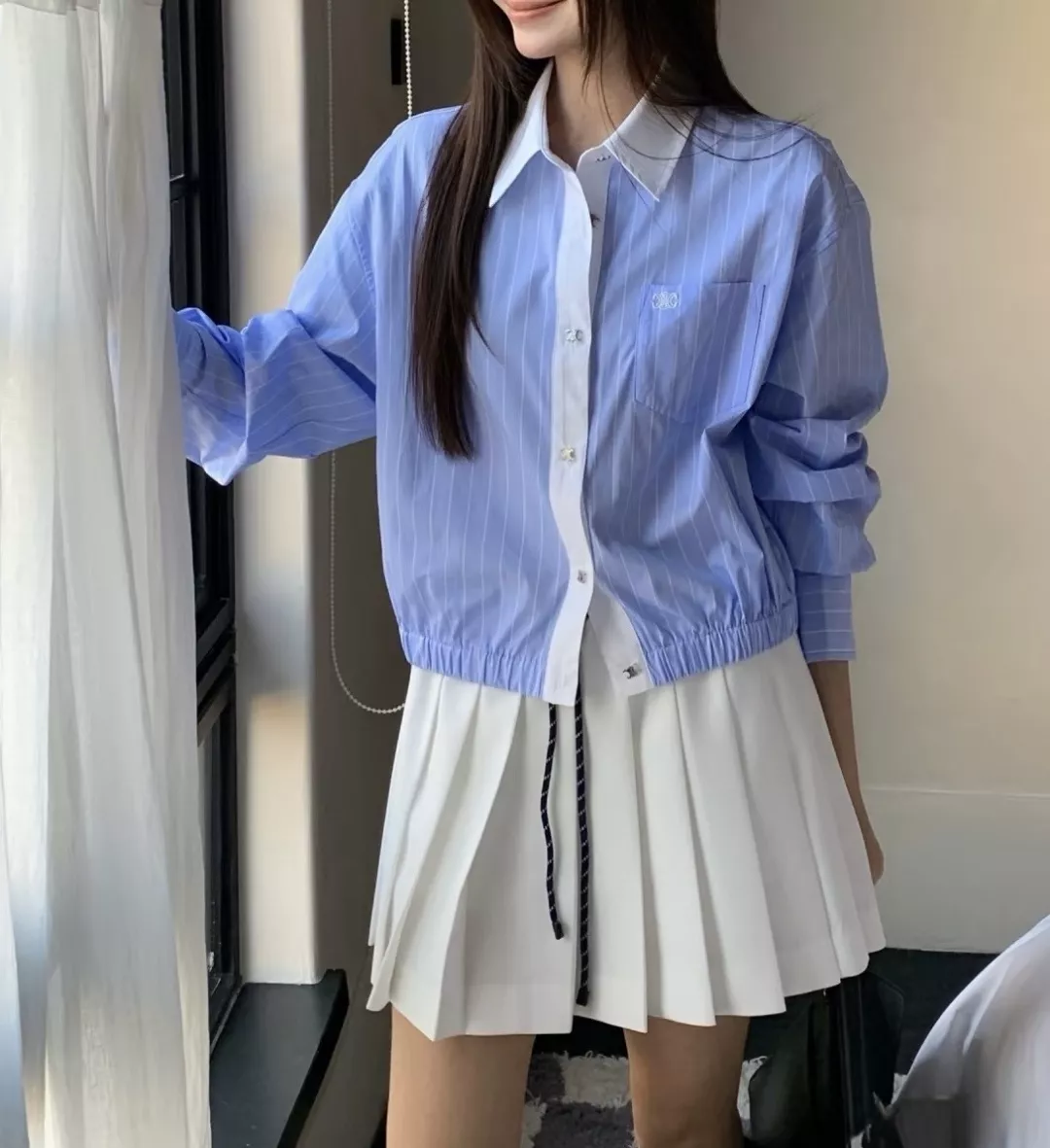 셀린느 스트라이프 배색 카라 셔츠 상세 이미지 13