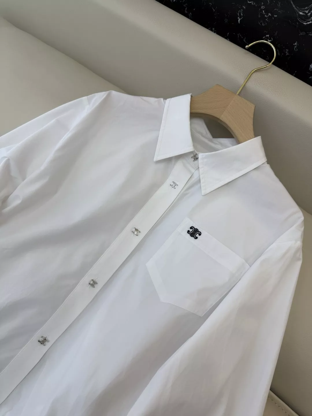 셀린느 스트라이프 배색 긴소매 셔츠 상세 이미지 4