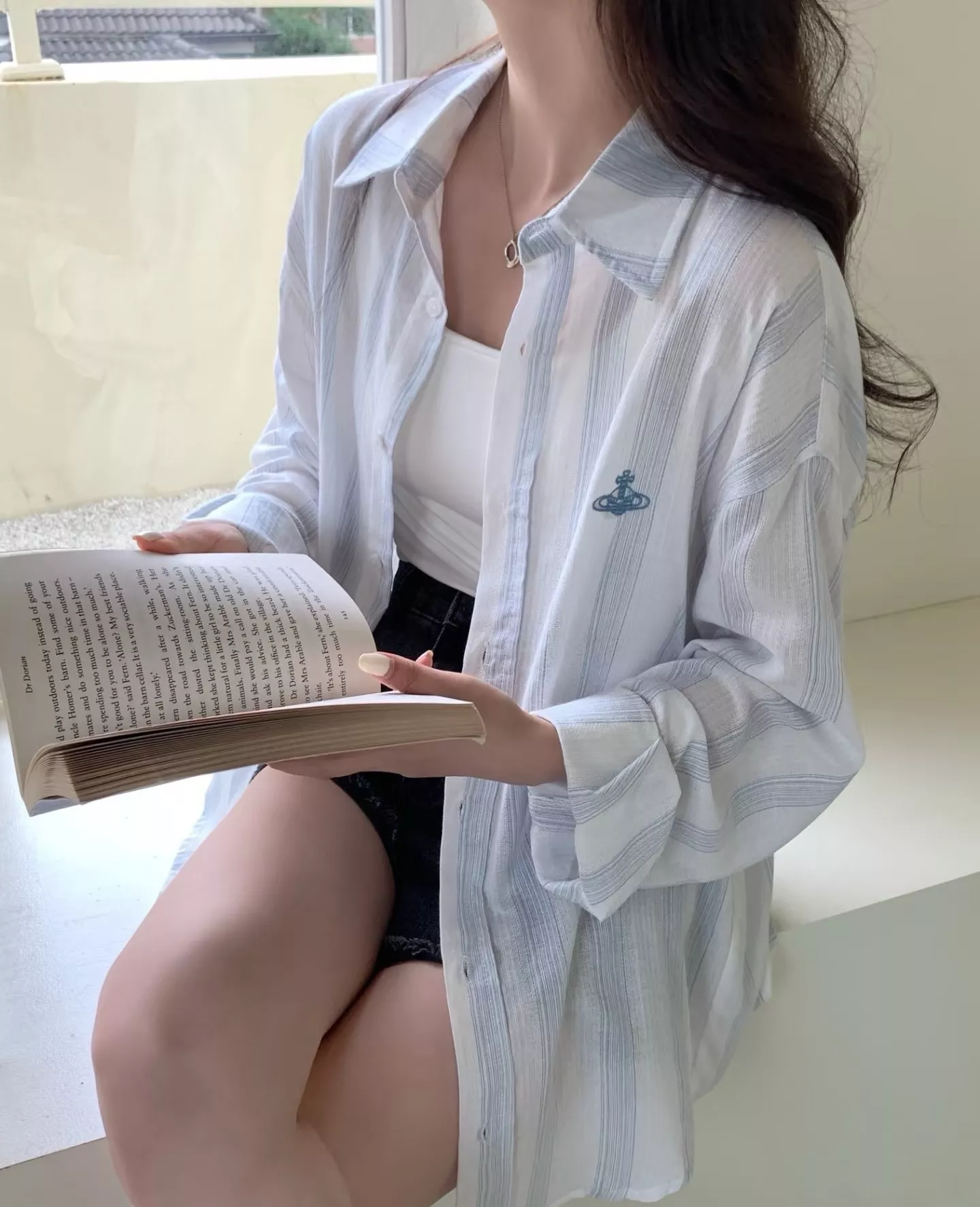 비비안웨스트우드 토성 자수 스트라이프 셔츠 상세 이미지 32