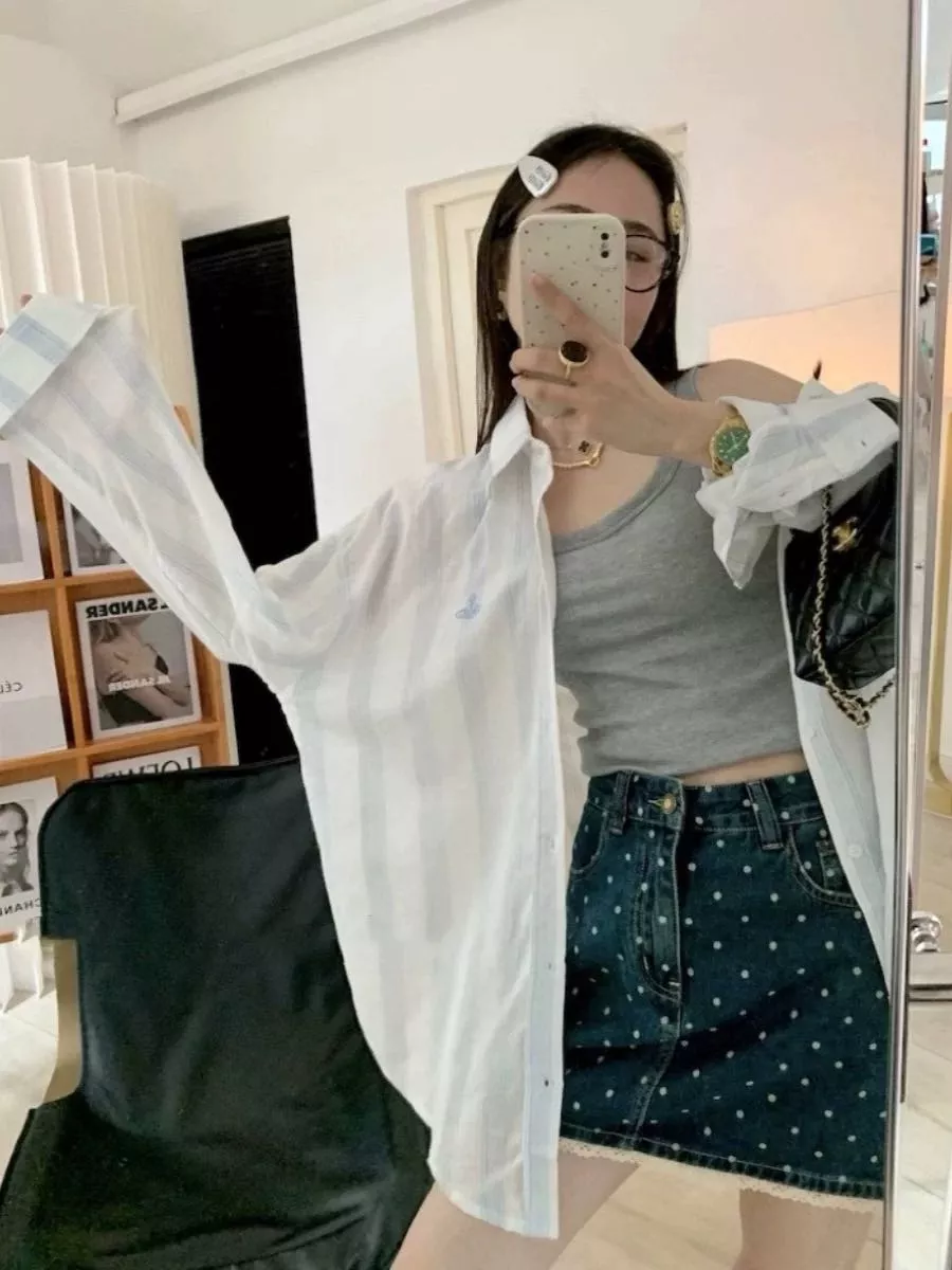 비비안웨스트우드 토성 자수 스트라이프 셔츠 상세 이미지 19