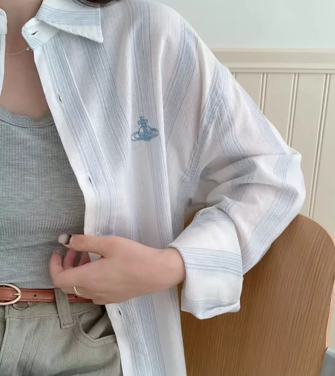 비비안웨스트우드 토성 자수 스트라이프 셔츠 상세 이미지 29