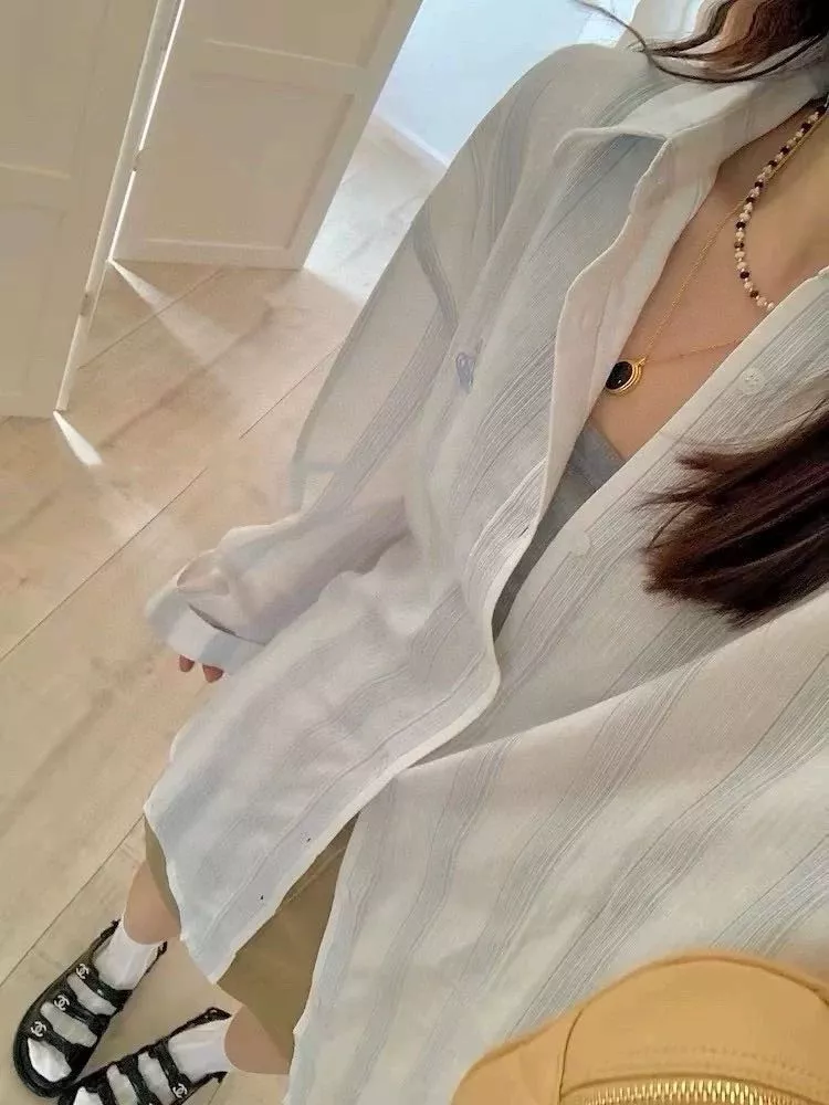 비비안웨스트우드 토성 자수 스트라이프 셔츠 상세 이미지 20