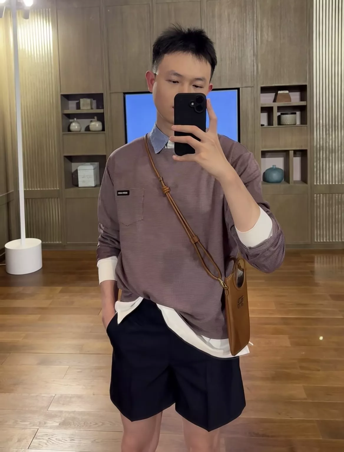 미우미우 코튼 자카드 로고 긴소매 탑 상세 이미지 24