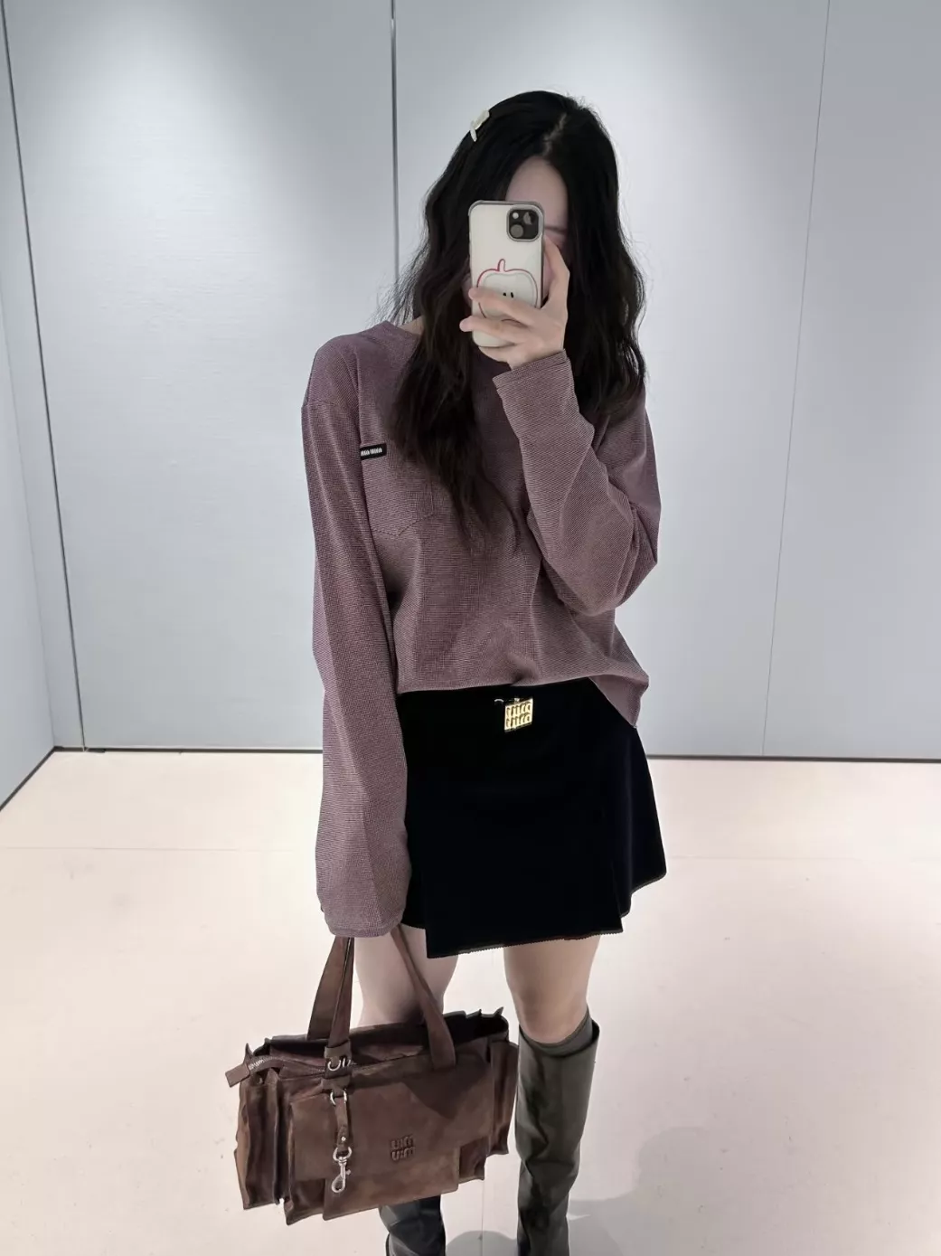 미우미우 코튼 자카드 로고 긴소매 탑 상세 이미지 22