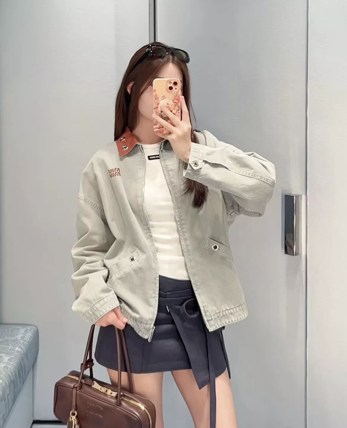 미우미우 워시드 코튼 집업 재킷 상세 이미지 23
