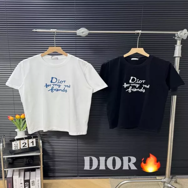 디올 자수 로고 오버핏 반팔 티
