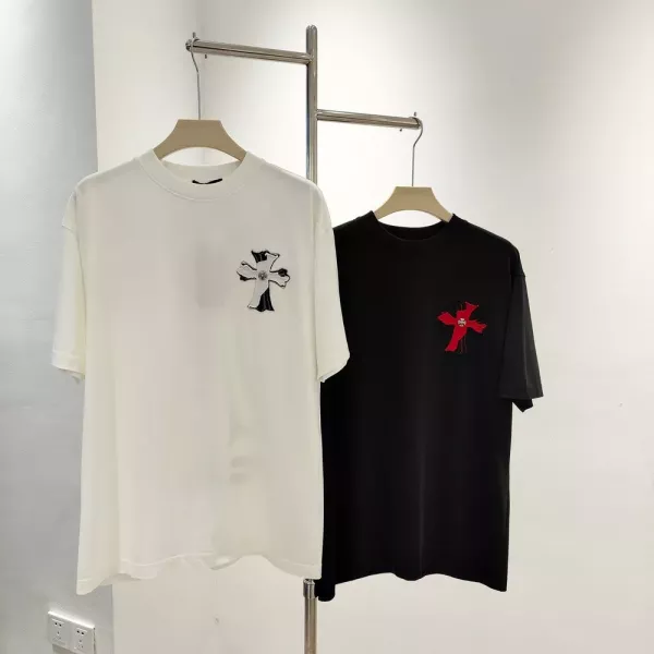 크롬하츠 크로스 패치 자수 반소매 티셔츠