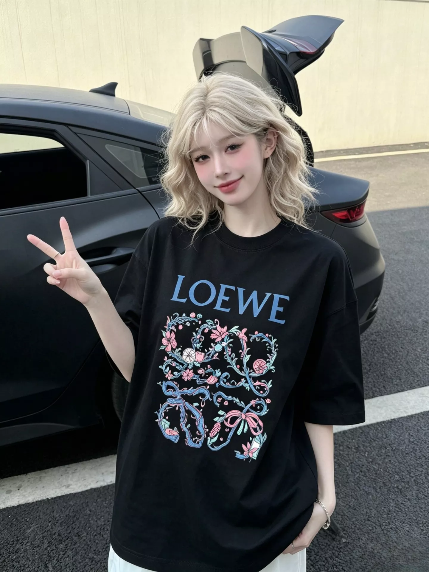 로에베 플라워 로고 프린트 반팔 티 상세 이미지 19