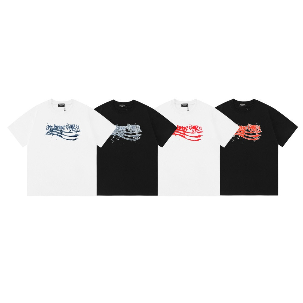 발렌시아가 스플래시 로고 프린트 반팔 티셔츠