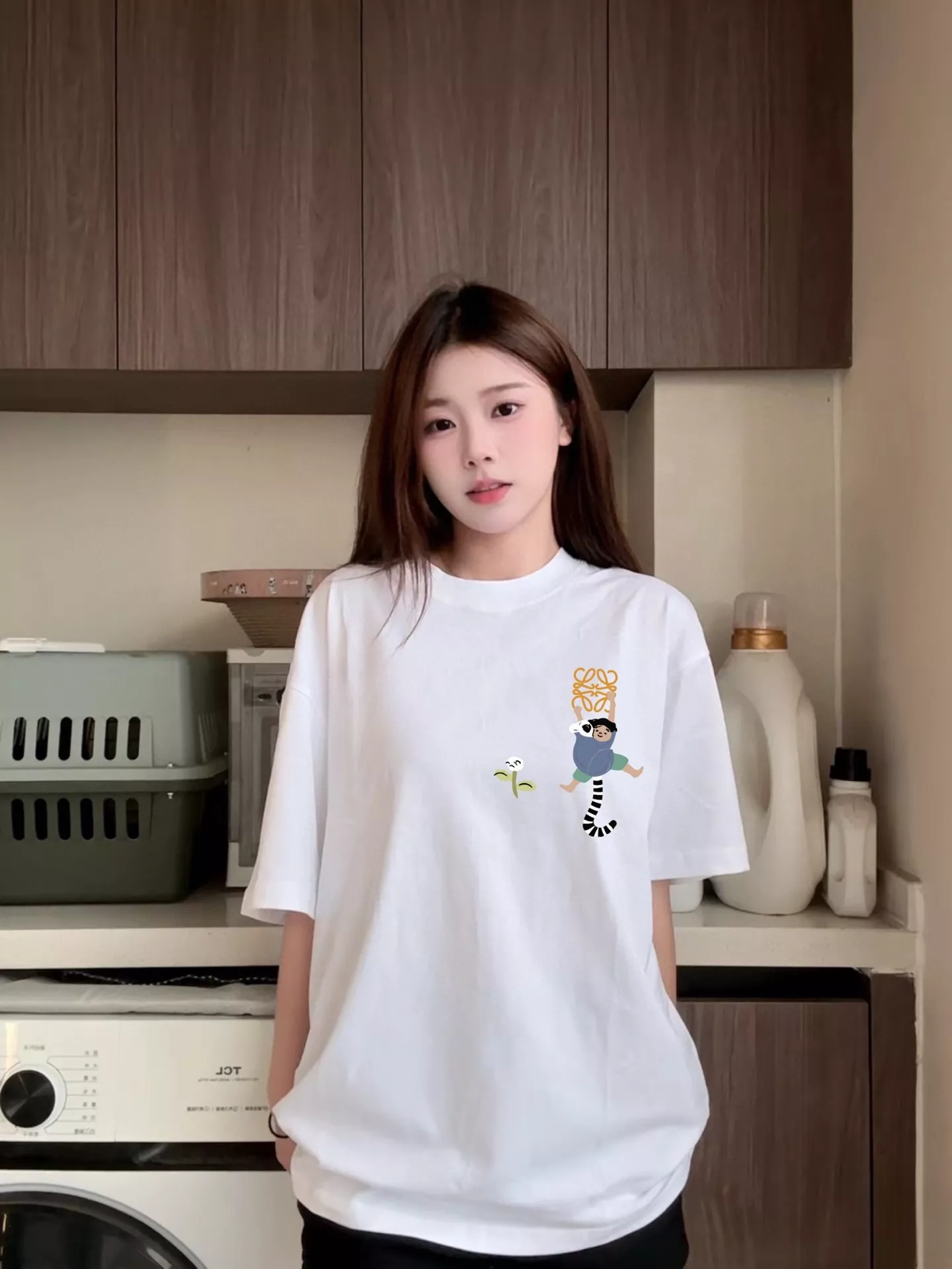 로에베 여우원숭이 프린트 반소매 티셔츠 상세 이미지 9