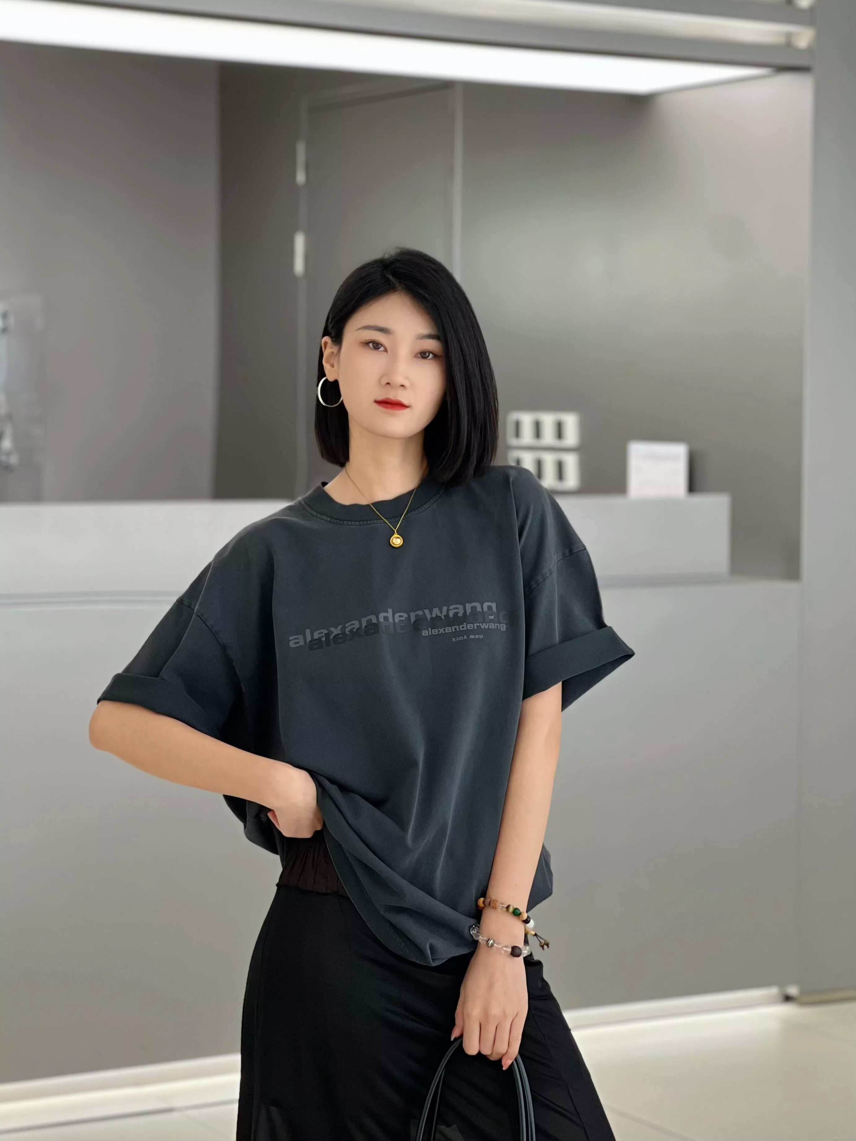 알렉산더왕 로고 프린트 워싱 반팔 티셔츠 상세 이미지 9