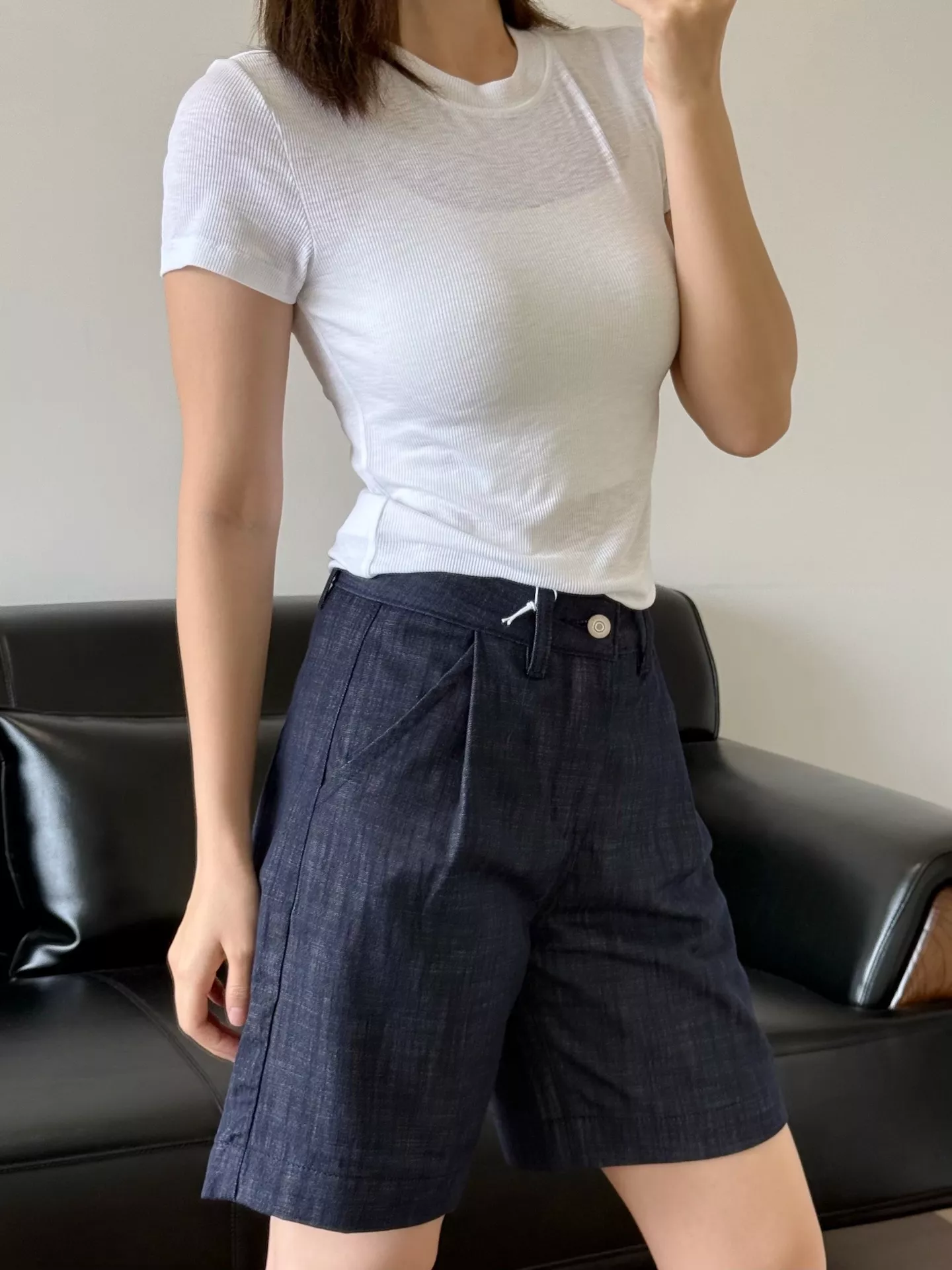 더로우 하이웨이스트 데님 중반바지 상세 이미지 28